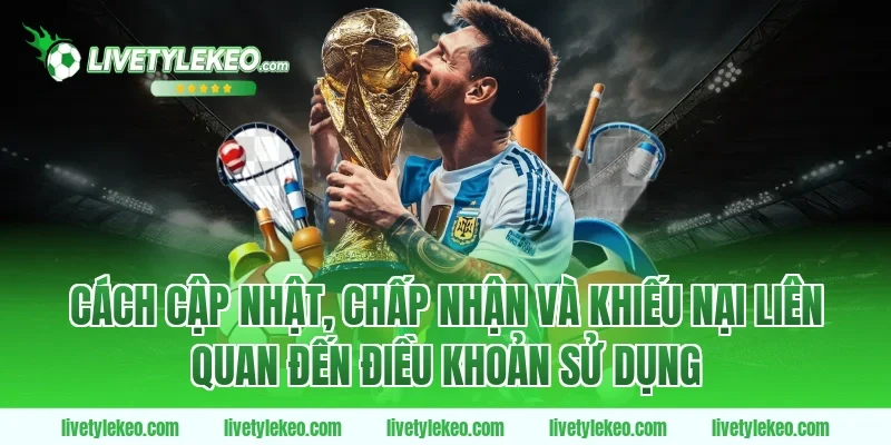 Cách cập nhật, chấp nhận và khiếu nại liên quan đến điều khoản sử dụng
